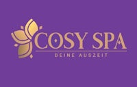 cosy spa logo on a purple background